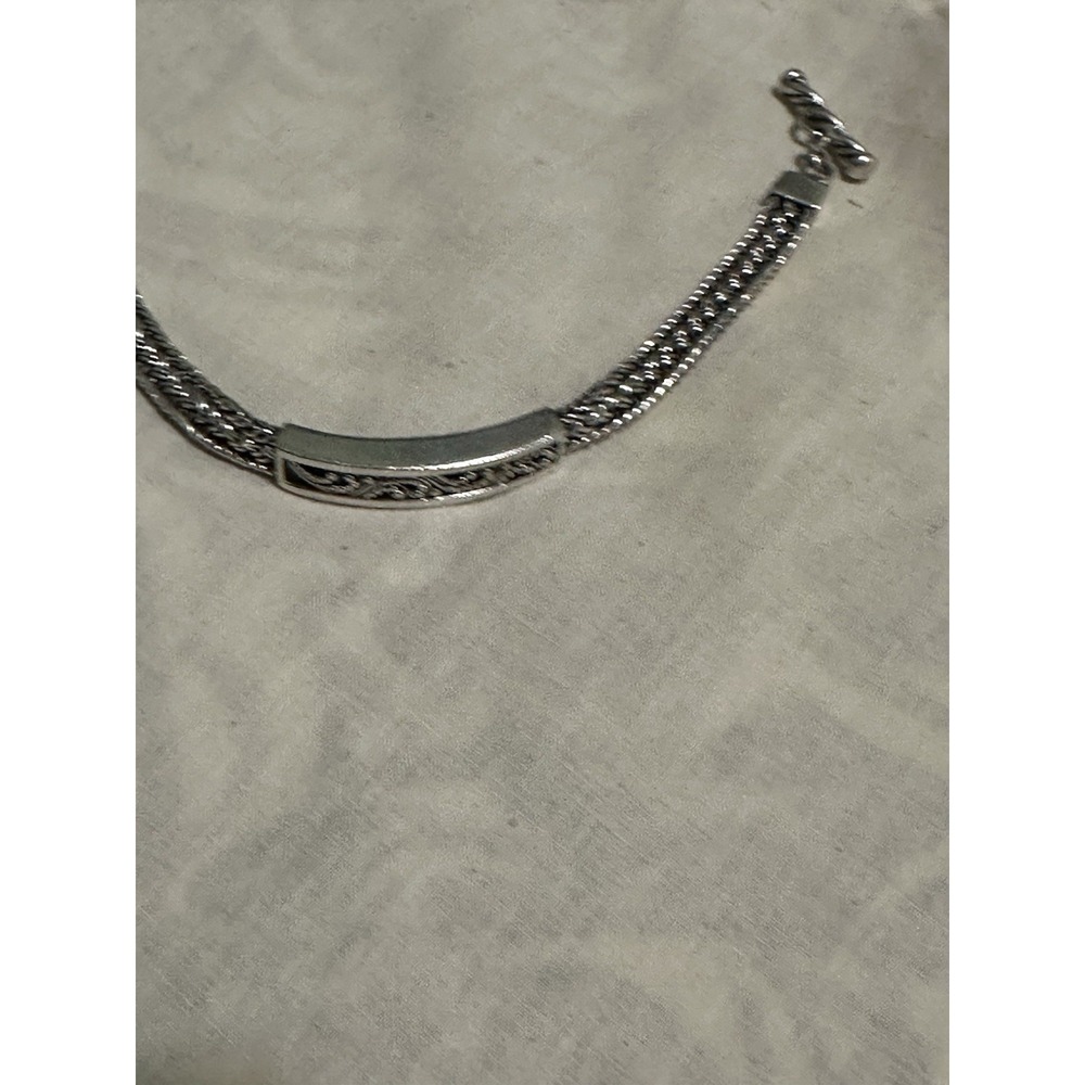 LOIS HILL Sterling Silver Cut Out Thai Weave ID Bracelet